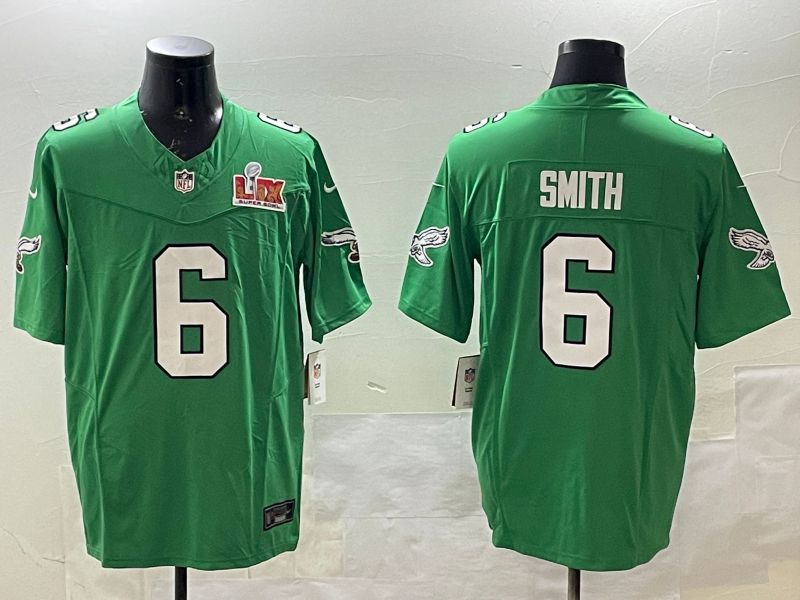 Men Philadelphia Eagles #6 Smith Green three generations 2025 Nike Vapor Limited NFL Jersey style 2
